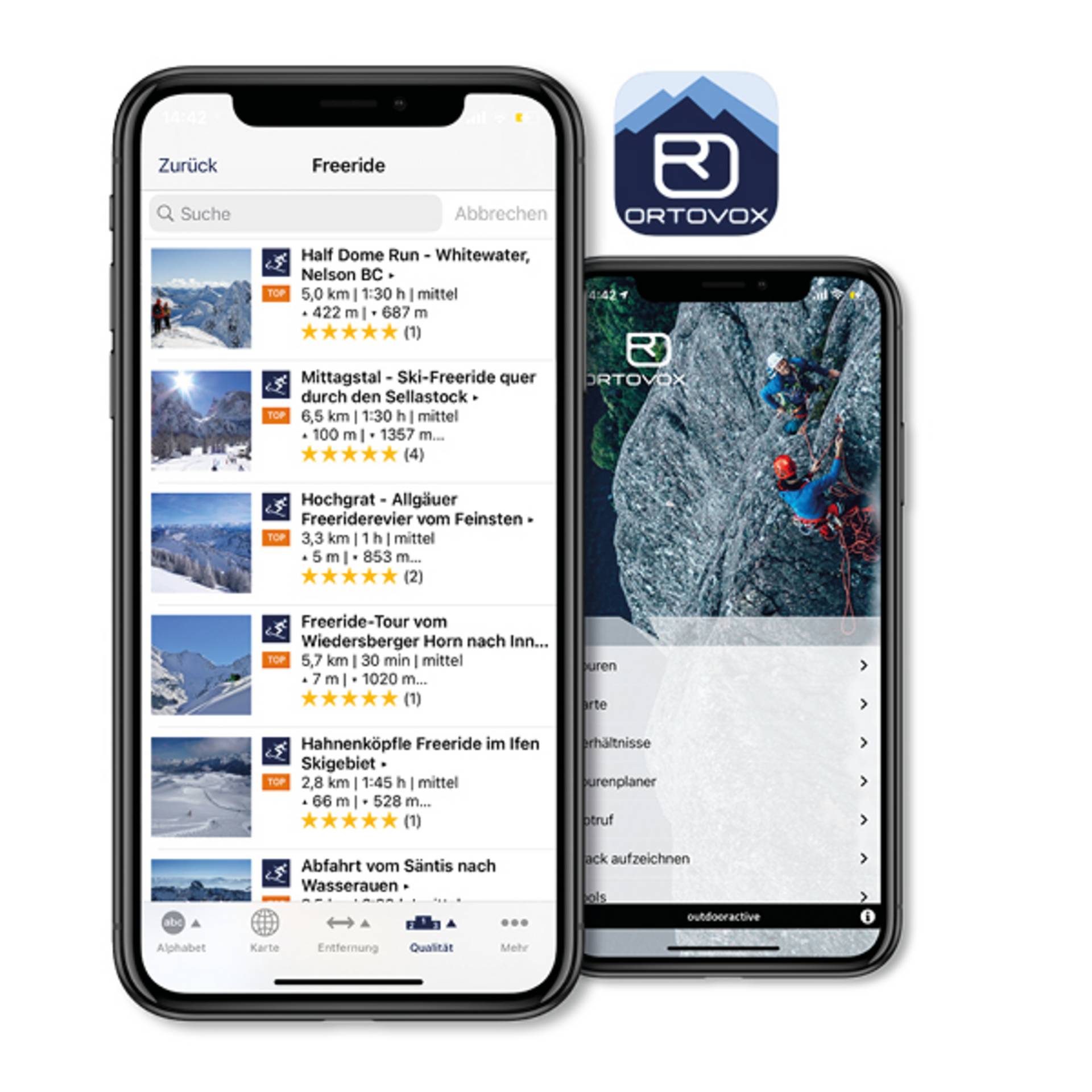 Een mock-up met mobiele telefoon en weer-app.