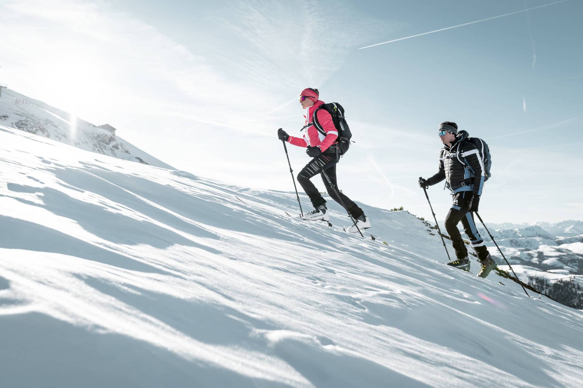 This picture shows two ski tourers