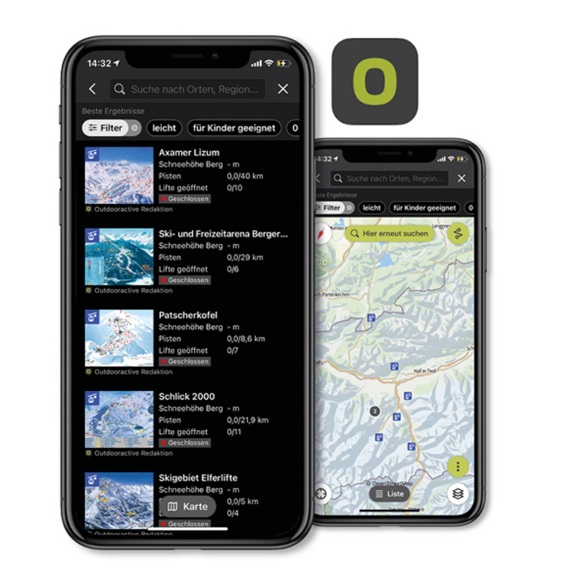Een mock-up met mobiele telefoon en weer-app.