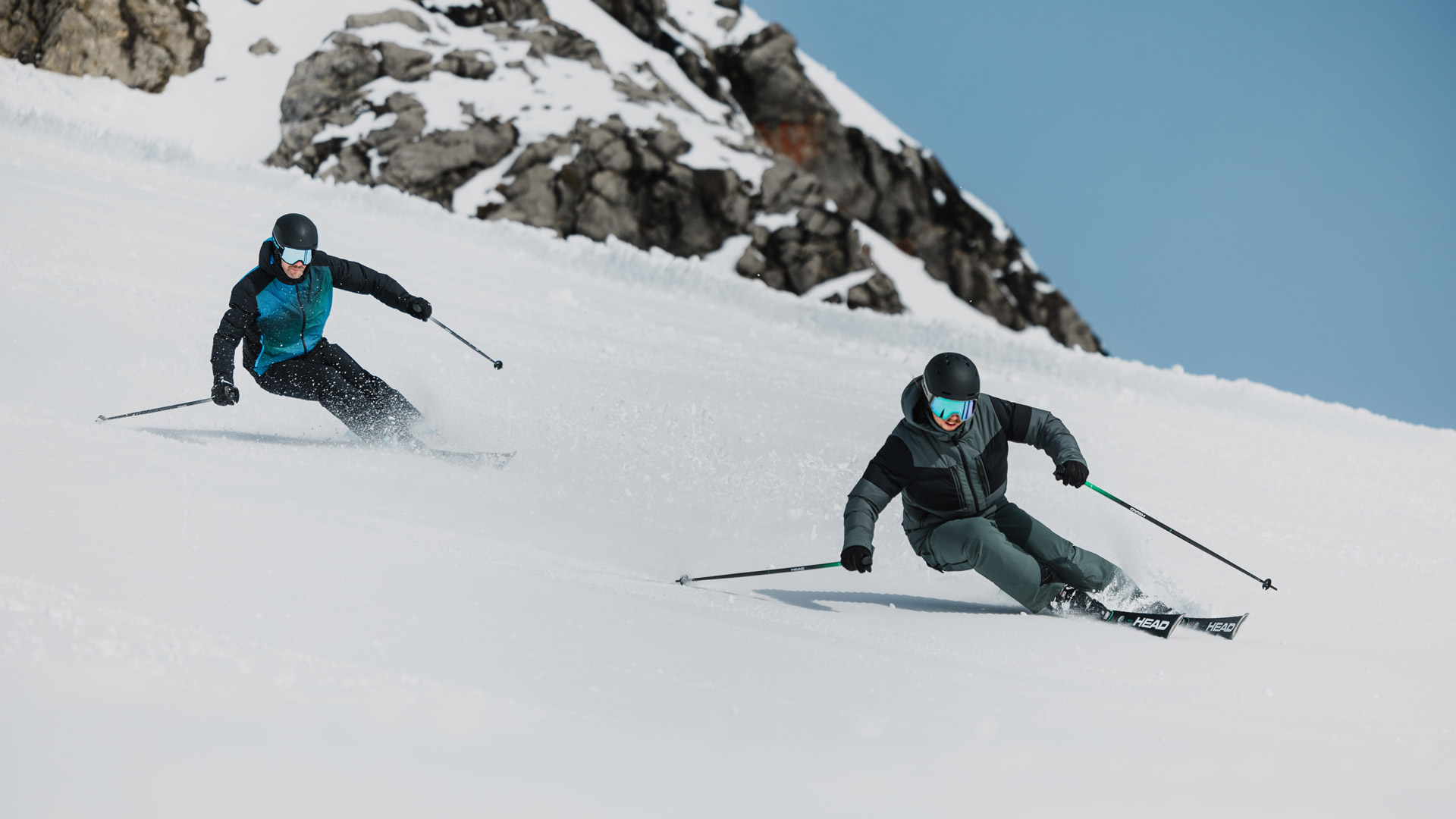 Two skiers on the slopes of the Arlberg